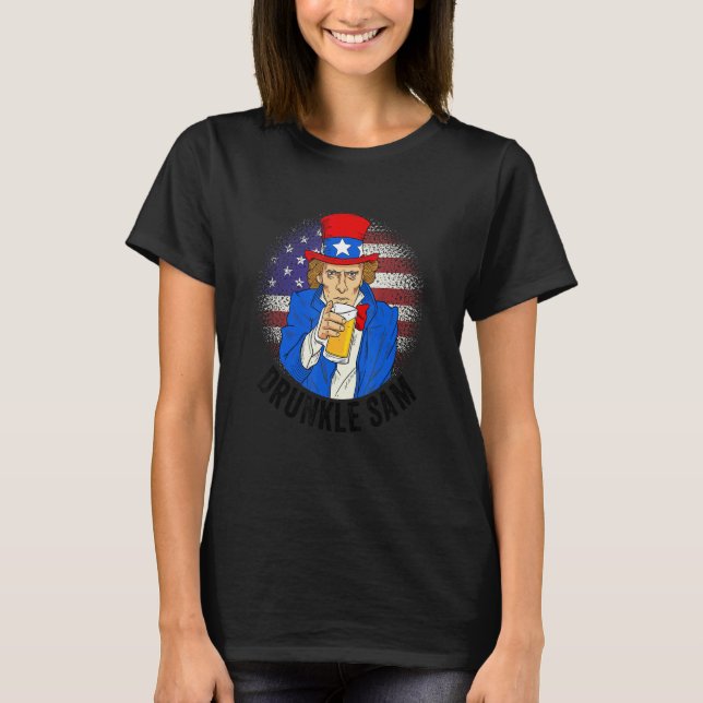 T-shirt Boire de la bière américaine Sam Uncle Sam Drunkle (Devant)