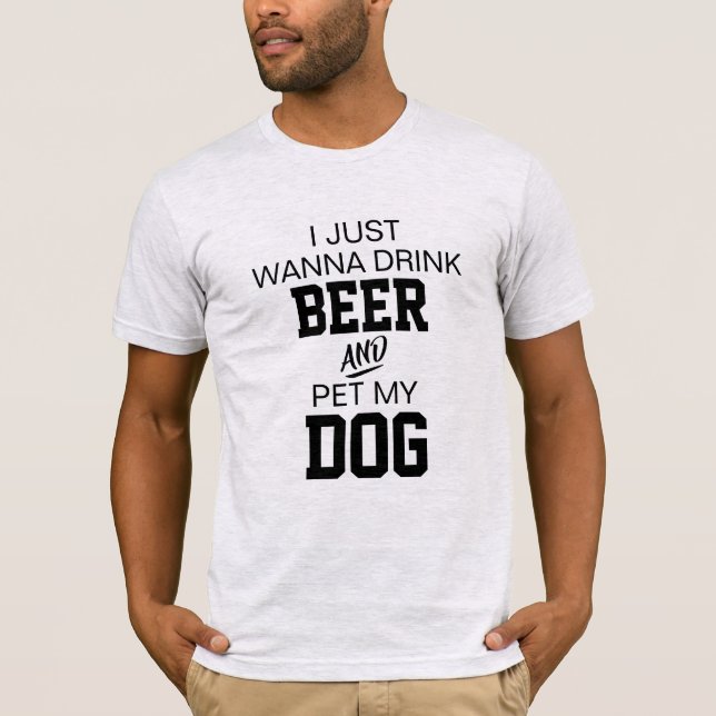T-shirt boire de la bière animal mon chien drôle bière sol (Devant)