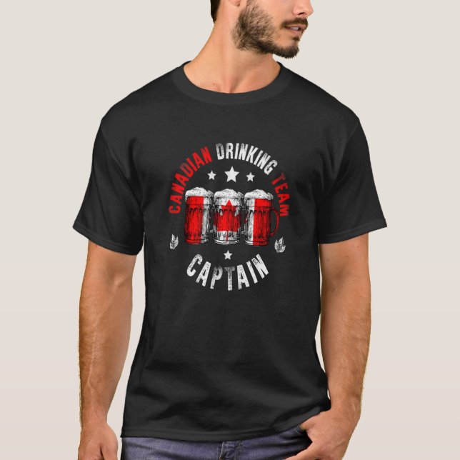 T-shirt Boire de la bière Can Canada Drapeau Boire Équipe  (Devant)