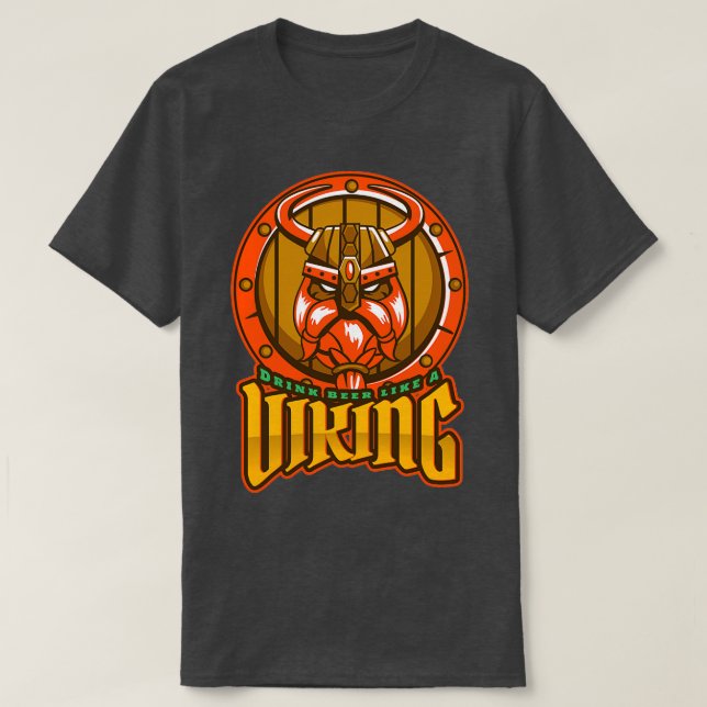 T-shirt Boire de la bière comme un viking (Design devant)