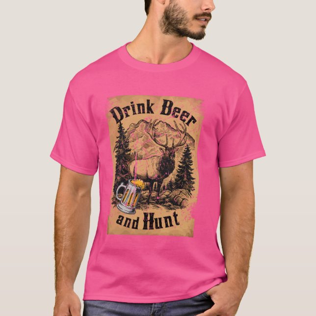 T-shirt Boire de la bière et des cadeaux de chasse pour le (Devant)