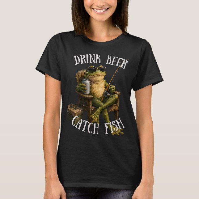 T-shirt Boire de la bière, pêcher (Devant)
