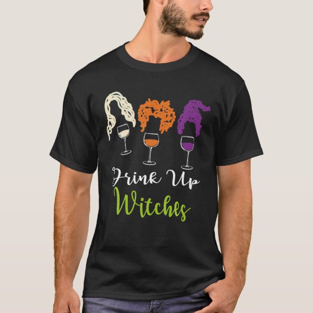 T-shirt Boire Des Sorcières Halloween Femmes Hallowine Vin (Devant)