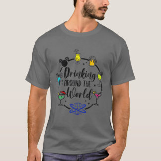 T-shirt Boire Drôle Autour Du Monde Vin De Bière Boire