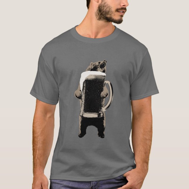 T-shirt Boire drôle d'ours de bière (Devant)