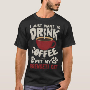 T-shirt Boire du café et caresser mon chat de la savane Sa