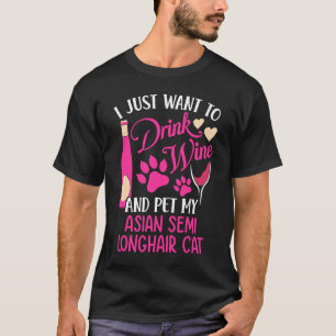 T-shirt Boire du vin et animal de compagnie My Asian Semi 