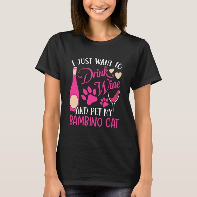 T-shirt Boire du vin et animal de compagnie My Bambino Cha (Devant)