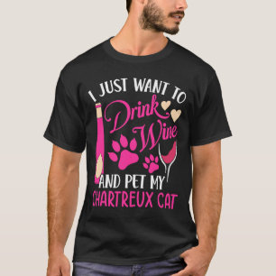 T-shirt Boire du vin et caresser mon chat Chartreux Humou
