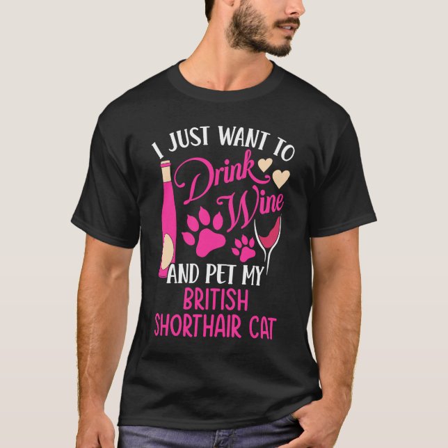 T-shirt Boire du vin et de l'animal de compagnie My Britis (Devant)
