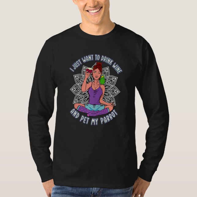 T-shirt Boire du vin et des perroquets d'animaux de compag (Devant)