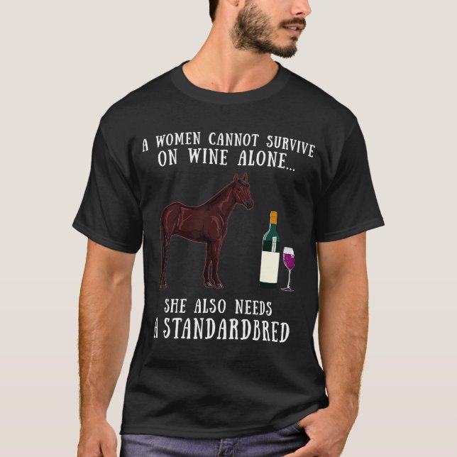 T-shirt Boire Du Vin Et Équitation À Cheval Standard (Devant)