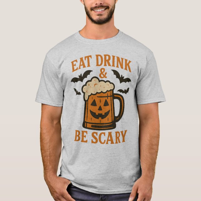 T-shirt BOIRE ET FAIRE PEUR - Drôle Halloween (Devant)