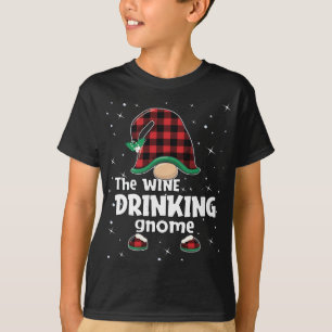 T-shirt Boire Gnome Buffalo Plaid Correspondant Gi de Noël