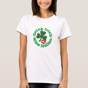 T-shirt Boire Irish Kiss Italien Red Lips Shamrock