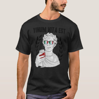 T-shirt Boire Latino Vinum Vita Est Rouge Vin Dégustation 