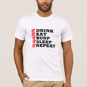 T-shirt Boire Manger Burp Sleep Répéter - Funny Papa Chemi