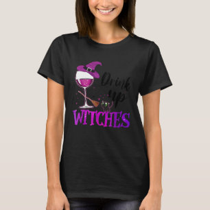 T-shirt Boire Sorcières Vin Verre Amateur De Vin Boire Ha