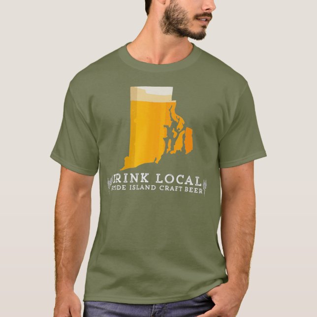 T-shirt Boire une bonne bière artisanale locale Rhode Isla (Devant)