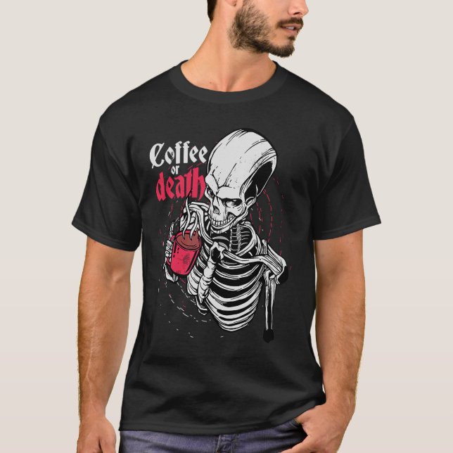 T-shirt Boire vintage Café Squelette (Devant)