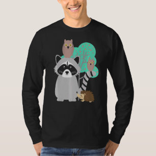 T-shirt Bois Animaux Cute Raccoon Owl