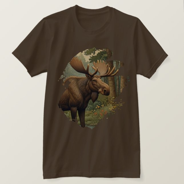 T-shirt Bois boisé d'orignal rustique (Design devant)