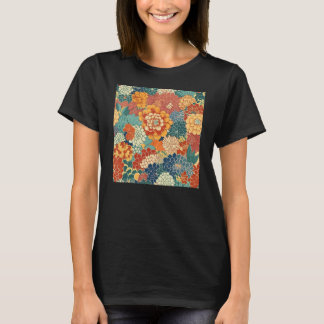 T-shirt Bois de fleurs japonais rétro Abstrait Pa