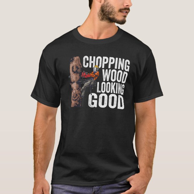 T-shirt Bois de sciage à l'air bon bûcheron (Devant)