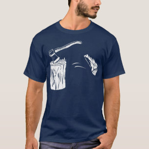 T-shirt Bois Splissé Ax Chopping Bloc Retro Bois de chauff