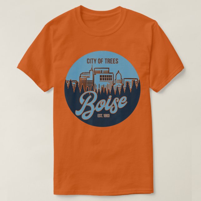 T-shirt Boise City Arbres Idaho Skyline (Design devant)