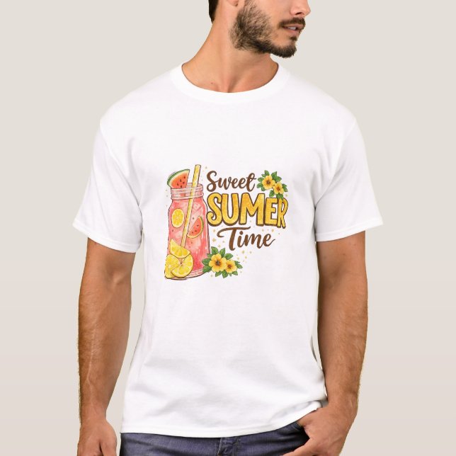 T-shirt Boisson aquarelle de l'été doux (Devant)