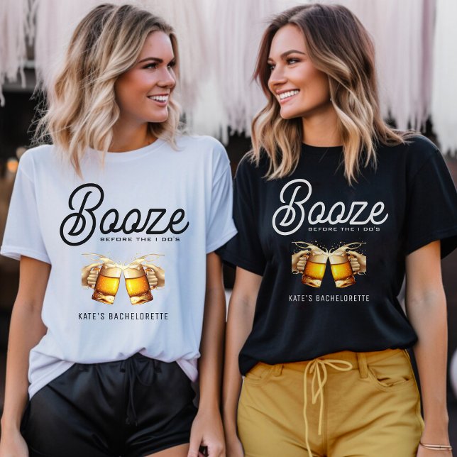 T-shirt Boisson avant la fête de Bachelor Bachelorette de  (Booze Before I Do's Bachelorette Party T-Shirt
)