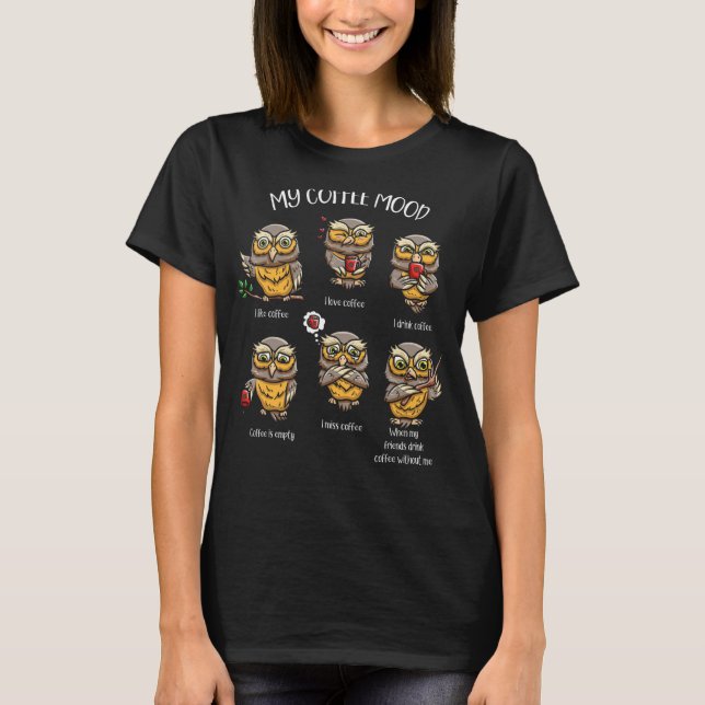 T-shirt Boisson de café Chouette Whisperer Oiseau Faune An (Devant)