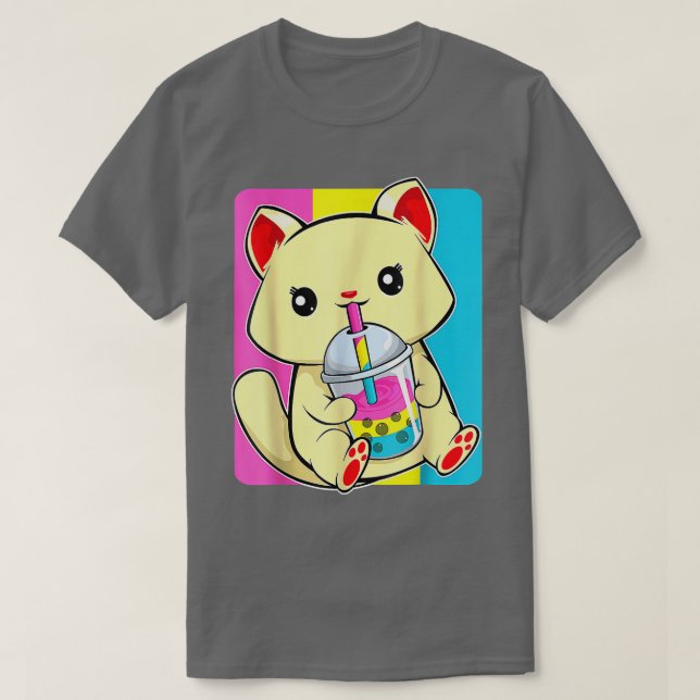 T-shirt Boisson de chat Boba LGBT Cute Kitten Panseual Pri (Design devant)