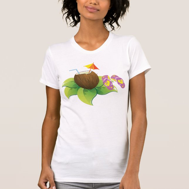 T-shirt Boisson de noix de coco de thème de plage de (Devant)