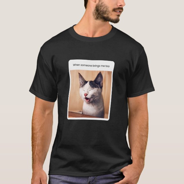 T-shirt Boisson de thé de mème de chat (Devant)