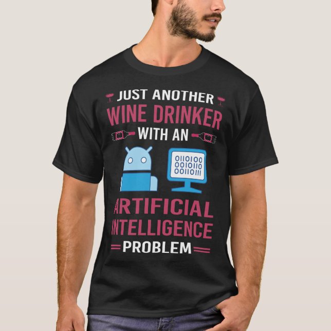 T-shirt Boisson de vin Intelligence artificielle AI (Devant)
