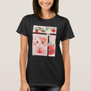 T-shirt Boisson Harajuku esthétique chat mignon fraise Bob