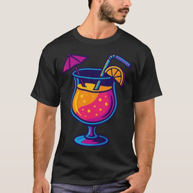 T-shirt Boisson néon en fille en vacances (Devant)