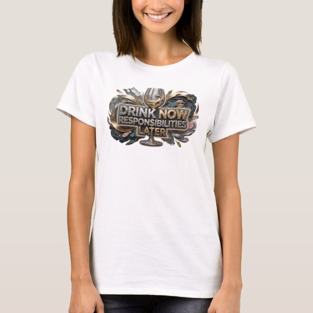 T-shirt Boisson Orange Clair BUVEZ MAINTENANT RESPONSABILI (Devant)