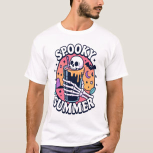 T-shirt Boisson squelette d'été effrayant Halloween