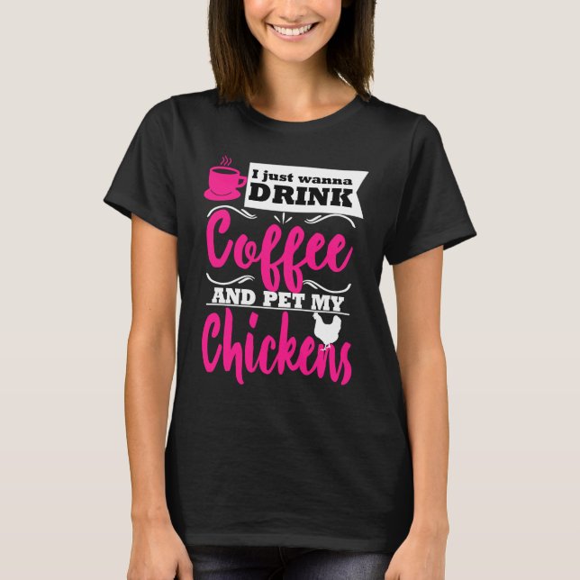 T-shirt Boisson Thème Fermier de Poulet Café Maman Blague (Devant)