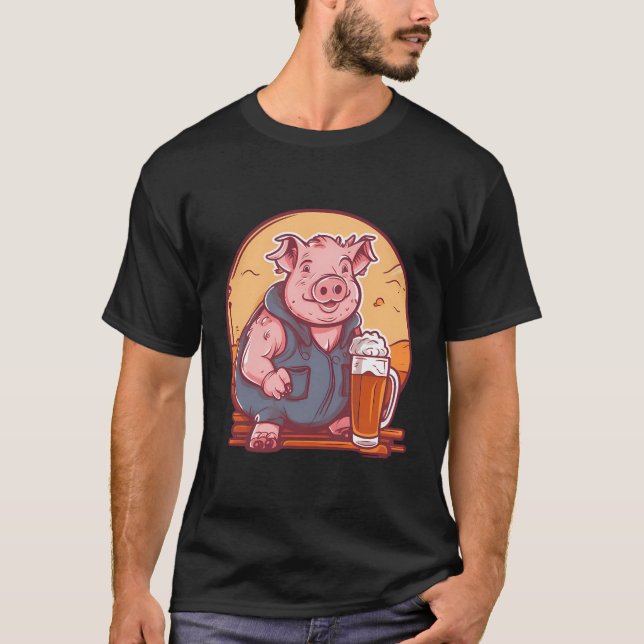 T-shirt Boissons de porc Conception de bière Cochon Fermie (Devant)