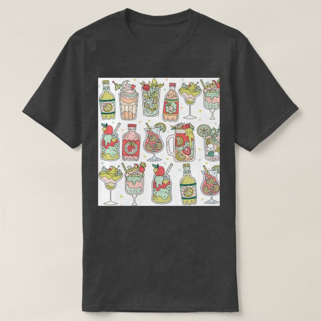 T-shirt Boissons d'été Clipart Images Boire Clip Art Illus (Design devant)