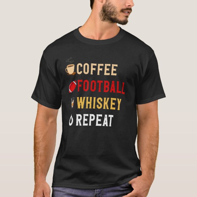 T-shirt Boissons Lover Drôle Café, Football, Whiskey Repea (Devant)