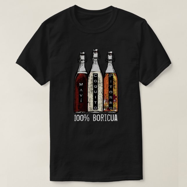 T-shirt Boissons traditionnelles portoricaines 100% Boricu (Design devant)