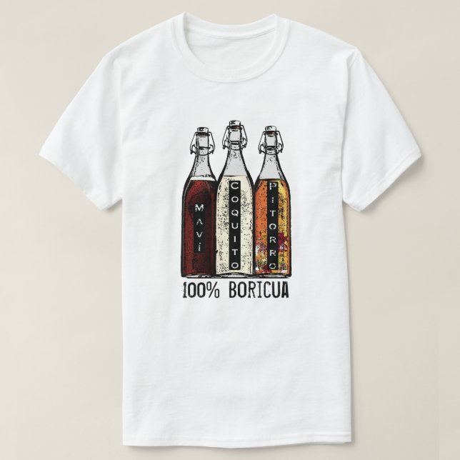 T-shirt Boissons traditionnelles portoricaines 100% Boricu (Design devant)