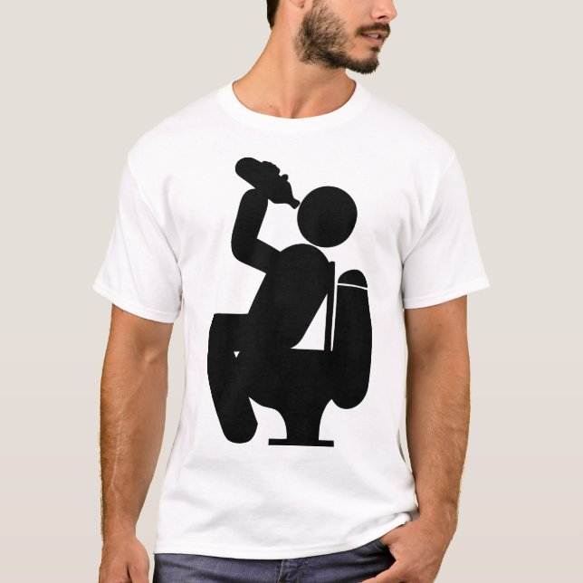 T-shirt boit boire alcool toilette chiotte wc erbrechen in (Devant)