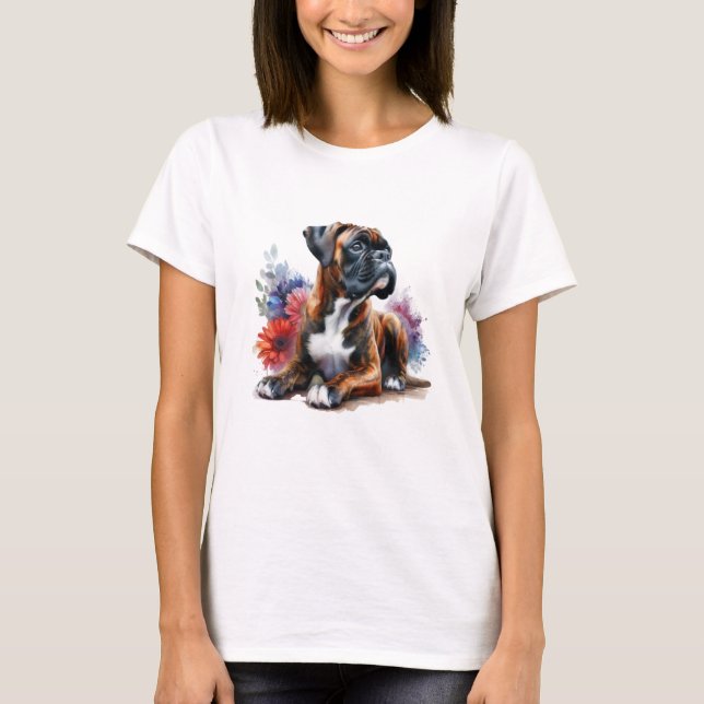 T-shirt Boîte à fleurs Boxer Art – Conception pour amateur (Devant)