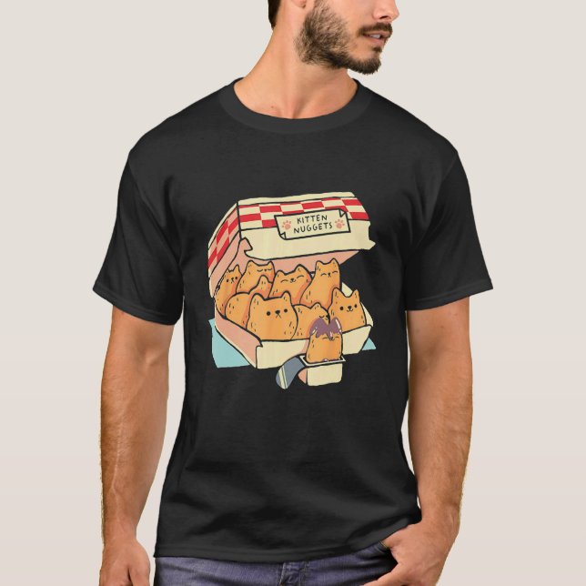 T-shirt Boîte à gâteau de chat drôle de Kitten Nuggets (Devant)